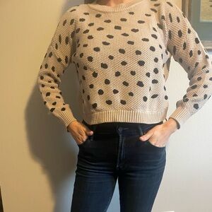 Jackson Rowe Tan &‎ Black Polka Dot Sweater XS